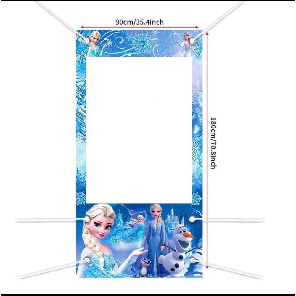 Frozen Backdrop Elsa Princess Girls Happy Birthday Photo booth Prop party photo